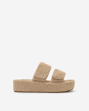 Obuv JW PEI Lexi Faux Fur Platformy Sandal Women Béžový | CZ1487IS