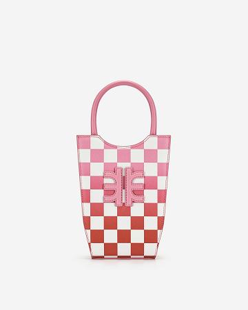 Taška Na Mobil JW PEI FEI Gradient Checkerboard Women Růžové Červené | CZ1177PQ