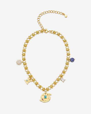 Šperky JW PEI Cosmos Round Multi Charm Necklace Women Zlaté Tyrkysové | CZ1417HK