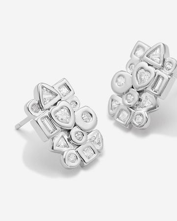 Šperky JW PEI Geometrical Combination Earrings Women Stříbrné | CZ1429WY