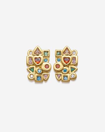 Šperky JW PEI Geometrical Combination Earrings Women Zlaté Viacfarebný | CZ1430EX