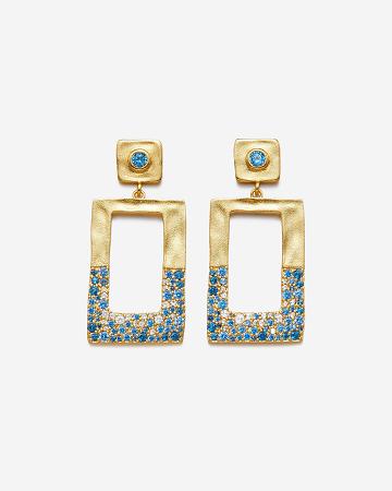 Šperky JW PEI Geometrical Openwork Rectangle Earrings Women Zlaté Blankyt | CZ1433YU