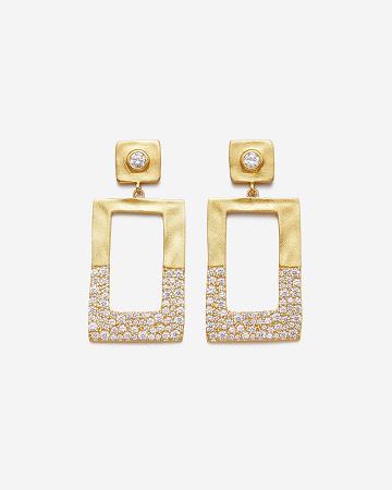 Šperky JW PEI Geometrical Openwork Rectangle Earrings Women Zlaté Bílé | CZ1435IS