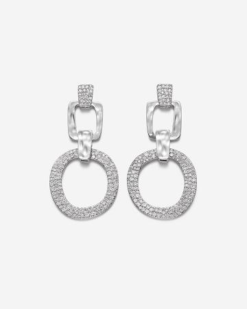 Šperky JW PEI Geometrical Openwork Round Earrings Women Bílé Stříbrné | CZ1436OR