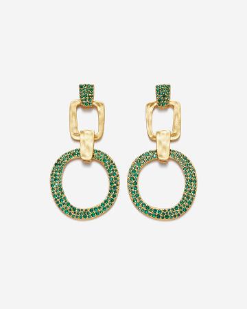 Šperky JW PEI Geometrical Openwork Round Earrings Women Zlaté Zelene | CZ1438AP