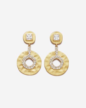 Šperky JW PEI Geometrical Openwork Small Round Earrings Women Zlaté Bílé | CZ1443HK