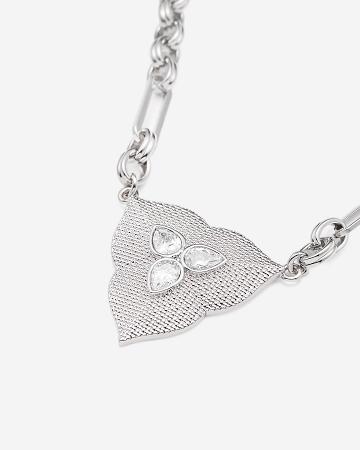 Šperky JW PEI Leaf Pendant Necklace Women Bílé Zlaté Stříbrné | CZ1453MA