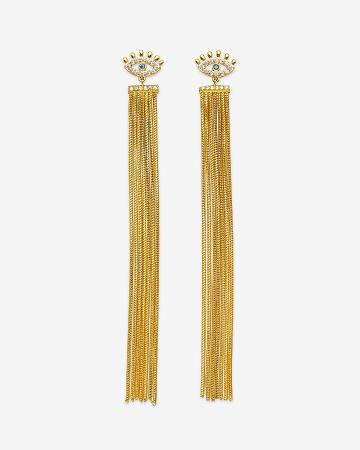 Šperky JW PEI Magic Eye Tassel Earrings Women Zlaté Bílé Blankyt | CZ1457RW