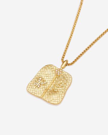 Šperky JW PEI Plantain Fan Pendant Necklace Women Zlaté Bílé | CZ1460UT