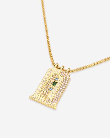 Šperky JW PEI Roman Small Arch Pendant Necklace Women Zlaté Viacfarebný | CZ1468GL
